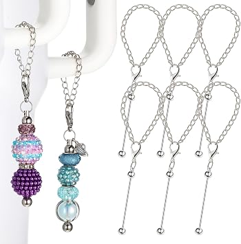 Sayglossy 6 Pcs Beadable Charm Accessories for Tumblers with Handle Cup Chains Wire for 30 40 oz Water Bottle Jewelry Making Blank Beaded DIY Gift Silver A
