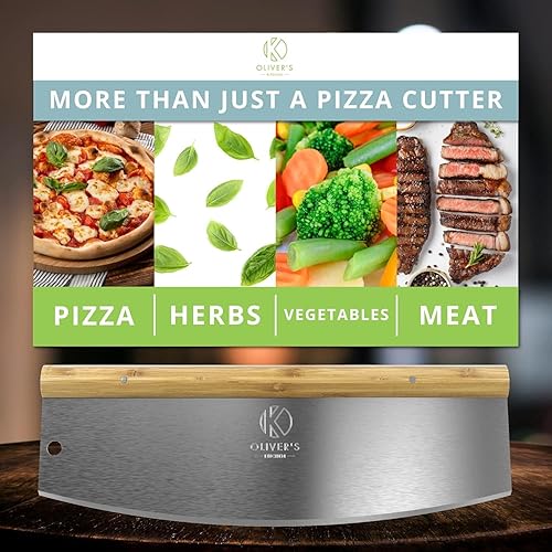 Miniatura 3 de Oliver's Kitchen Cortador de pizza  Rebanar pizza fácil (de 12 a 17 pulgadas)  Mango de bambú orgánico con agarre cómodo  Rebanar como un chef