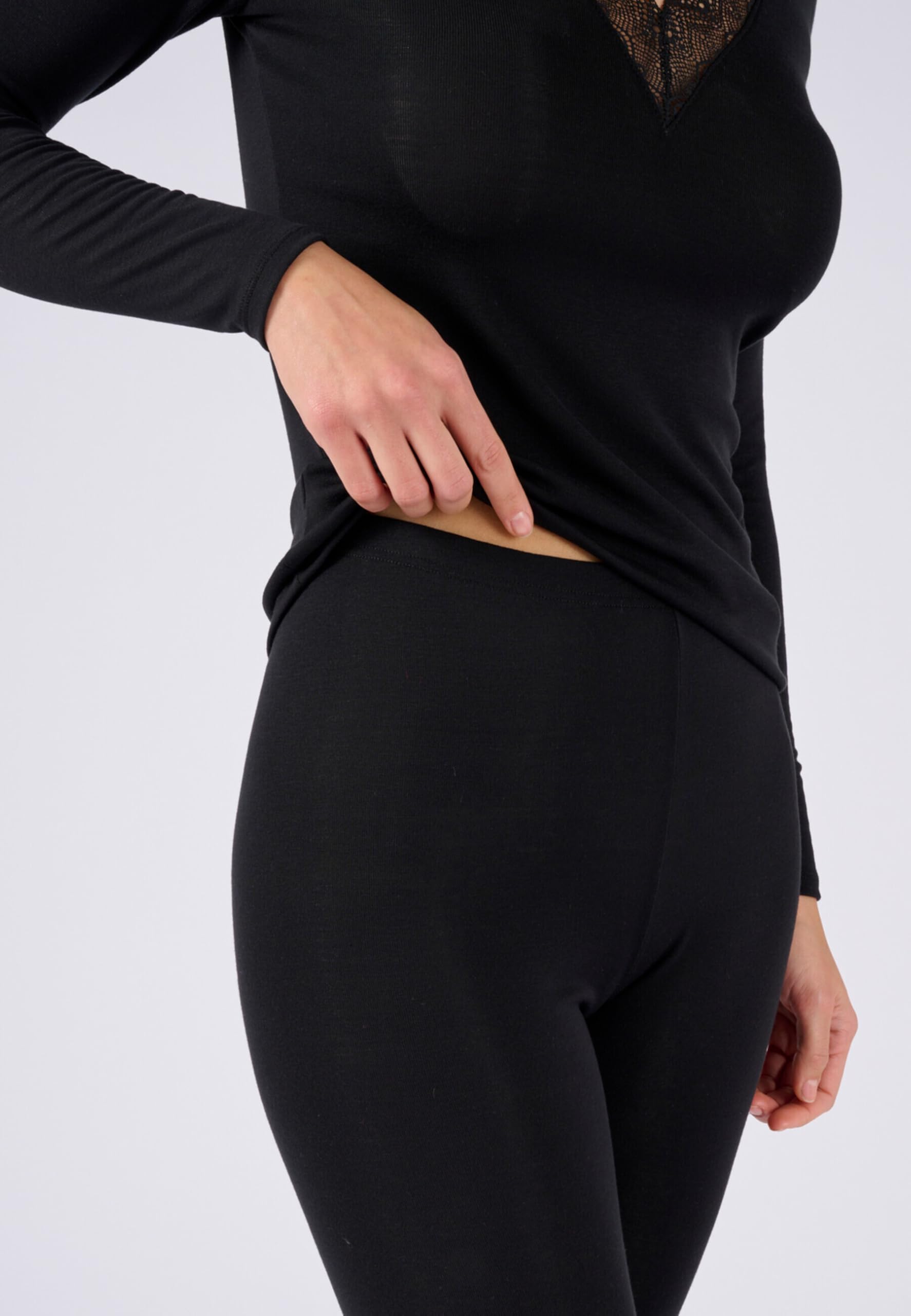 Damart Legging Long Dentelle Thermolactyl Femme Noir