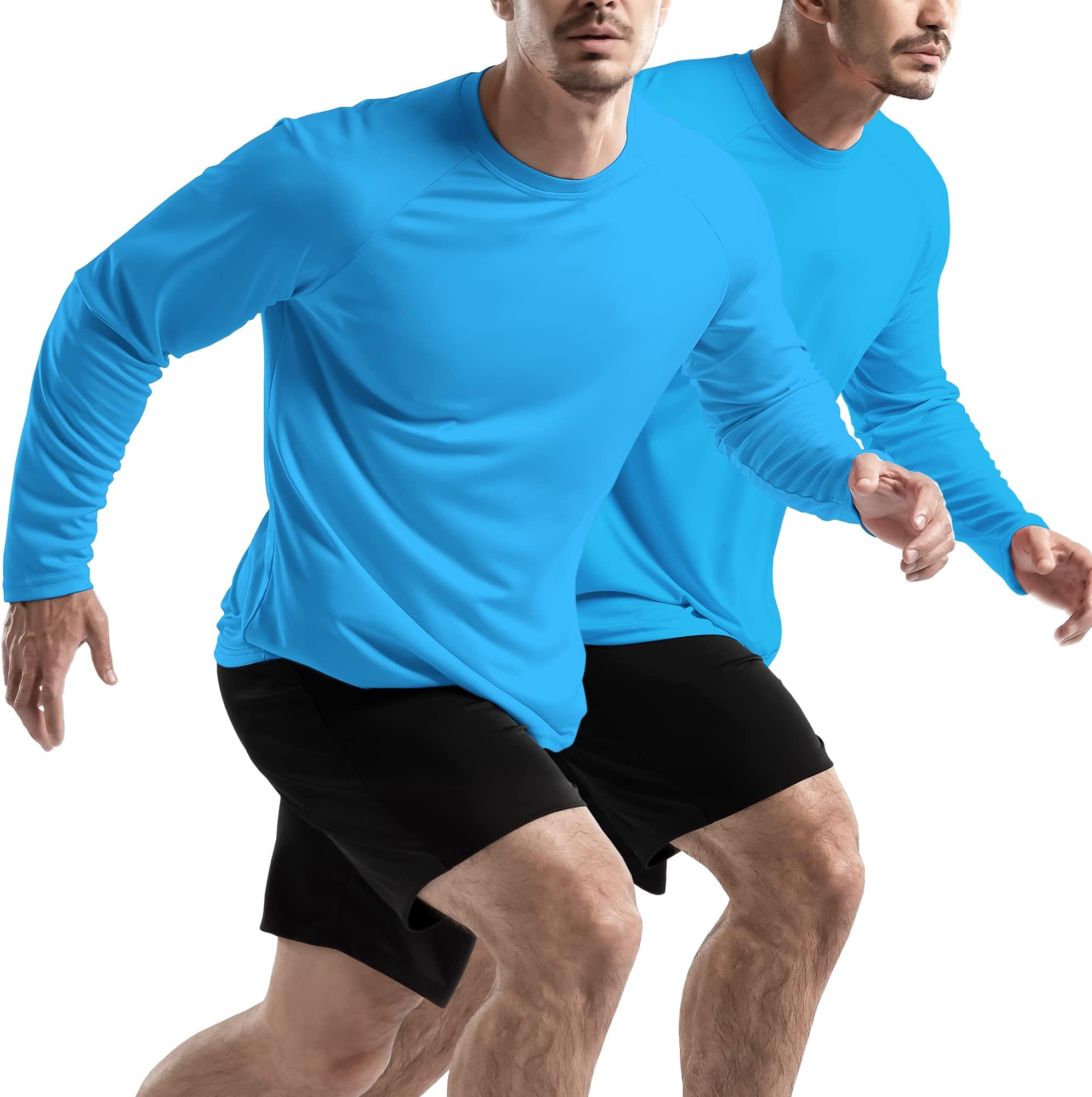 DRSKIN3 or 2 Pack Men's Long Sleeve Shirt Tee Sun Protection Dry Fit Fishing Hiking Running Workout T-Shirts Thermal