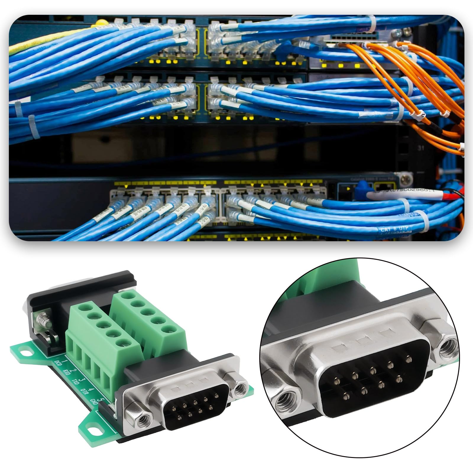 2 Piezas DB9 Macho A Hembra Placa de Conexión RS232 D-Sub Terminal Serial A 9 Pines para Equipo de Control Industrial Automático Caja Registradora
