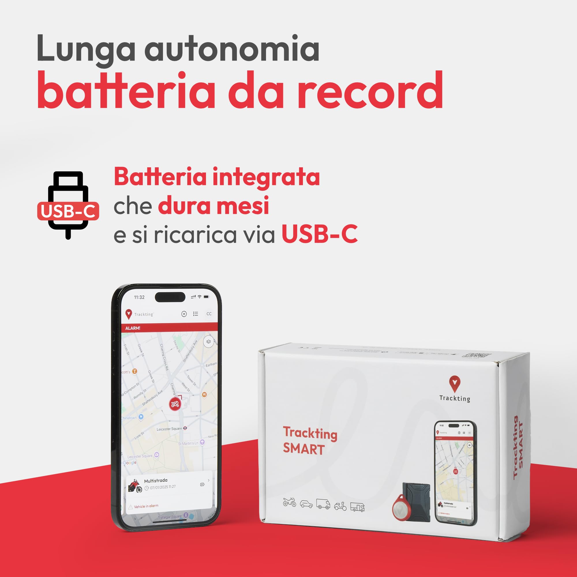 Trackting SMART V3 Europa - Antifurto GPS localizzatore per Auto e Moto - SIM integrata Senza Canone LTE-M/Edge - No cavi - Batteria record - Telefonata Allarme