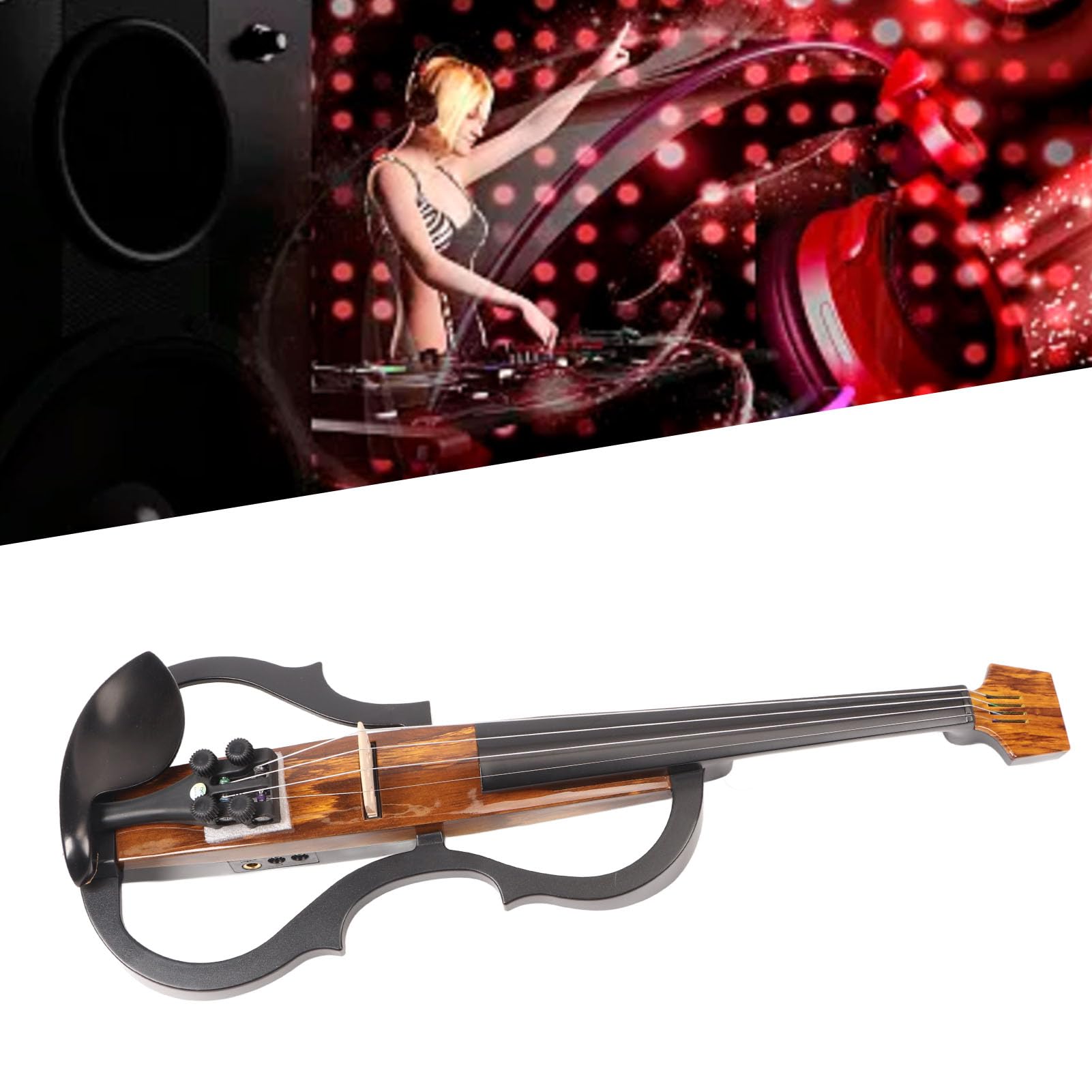 Violino elettrico silenzioso full size 4/4 con corpo in fibra di carbonio, timbro regolabile, pickup integrato e connettività del metodo audio per la pratica quotidiana