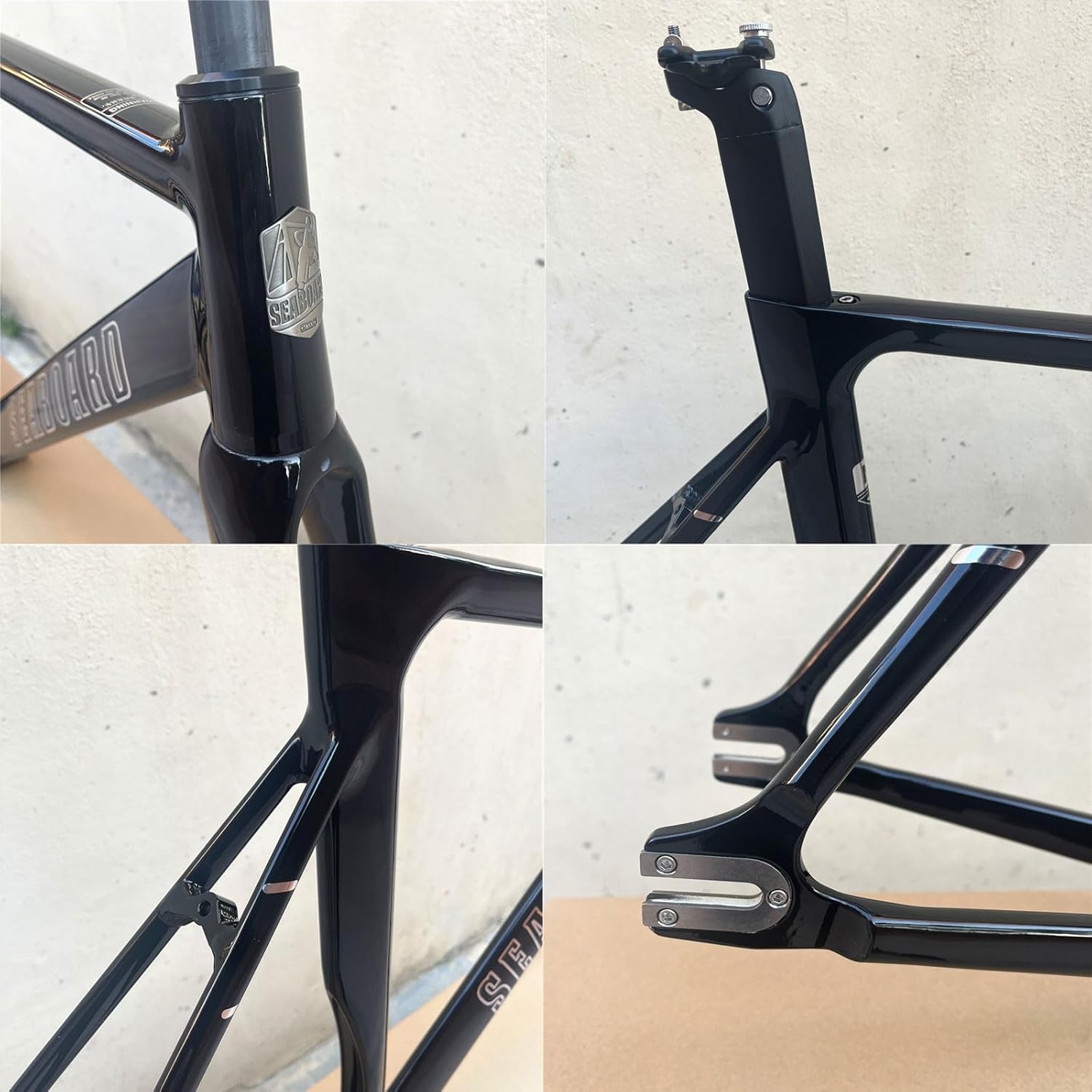 TUJISEK 700C Fixed Gear Bike Frameset 52/55/58cm Aluminum Alloy Bicycle Frame with Carbon Fiber Fork Track Bike C Brake Frame Quick Release F100 R120mm BSA BB68mm(Gloss Black,52CM)