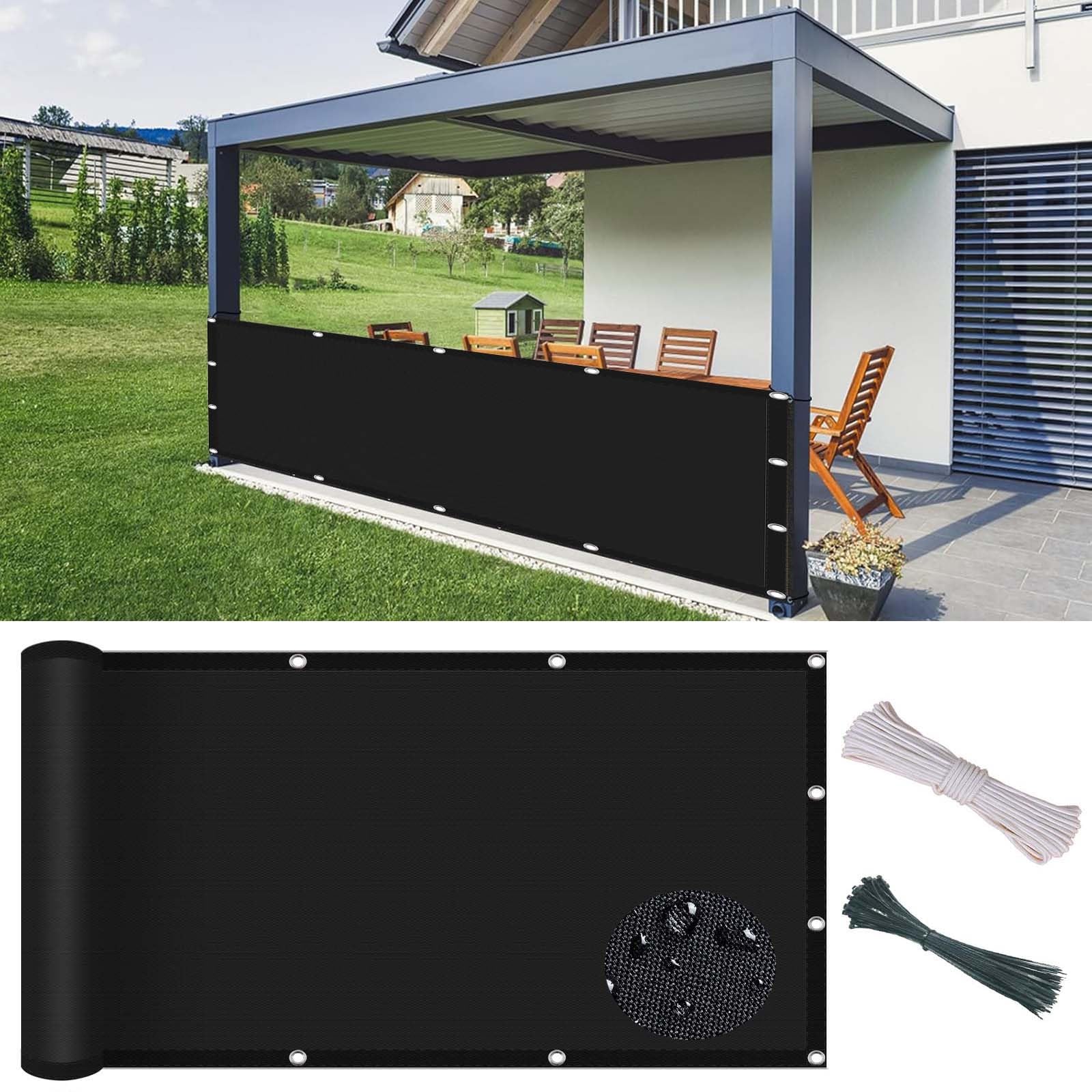 Zewnętrzny żagiel przeciwsłoneczny na patio, 50 x 79 cm, wodoodporna, odporna na promieniowanie UV, markiza z nylonowymi opaskami kablowymi na werandę, czarny