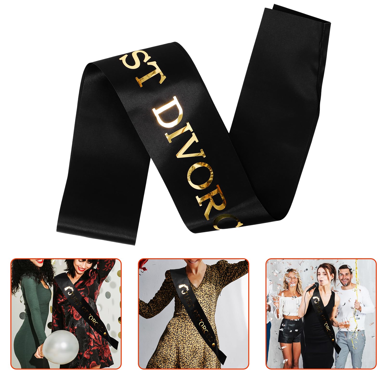 LOGOFUN 5pcs Divorce Party Sash Just Divorced Satin Sash with Gold Lettering for Women Men Happy Divorce Party Decorations
