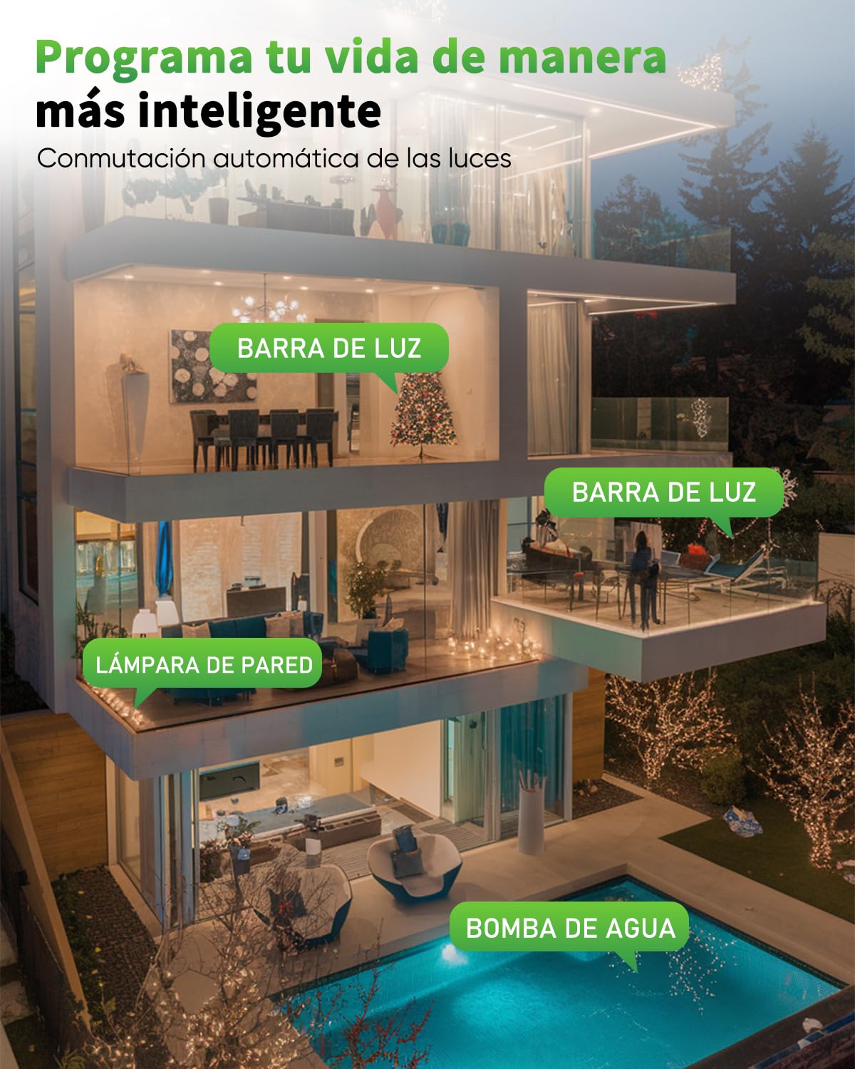 GreenSun Temporizador para Exteriores - Enchufe para Exteriores Temporizador Programador Enchufe programable 24 Horas 16A 230V IP44 Verde
