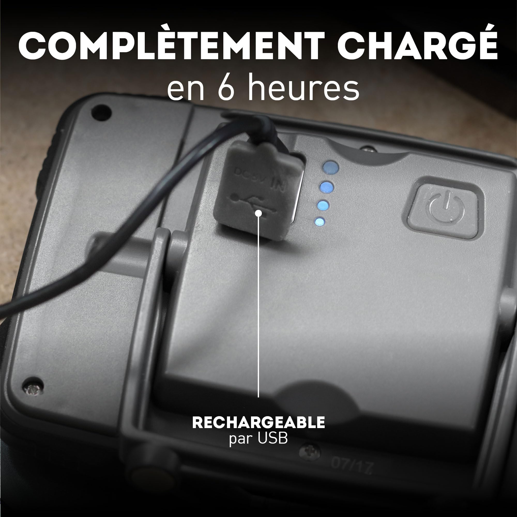 Favour Projecteur Chantier LED Rechargeable - 1600lm - IP67 Résistant à l'Eau & Poussière - Lampe de Chantier Rechargeable, Portable, Batterie par USB - Aimant Puissant, Antichoc