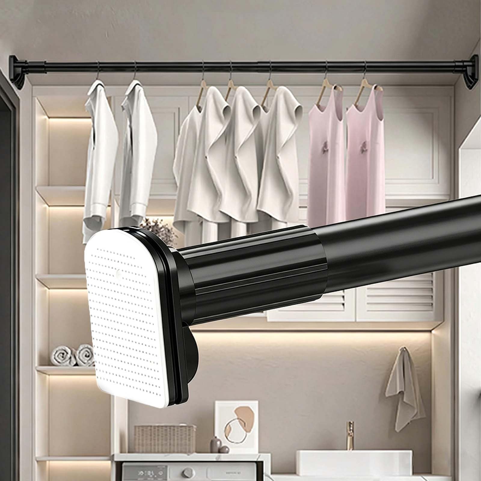 Barre de rideau de douche télescopique noire pour fenêtres et dressings