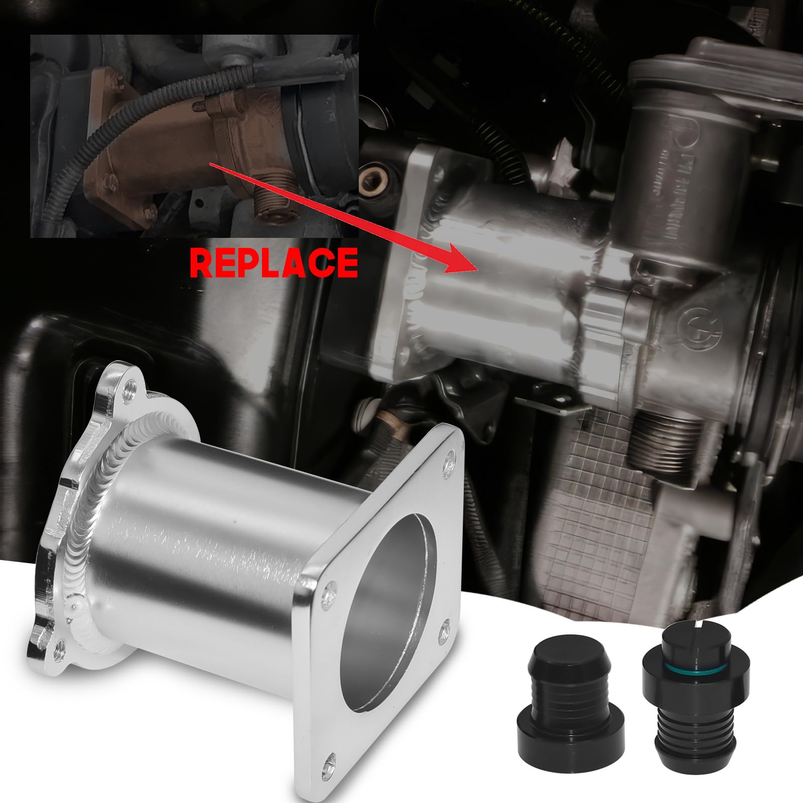 KAOLALI Kit de Suppression Vanne EGR pour E87 E90 E92 E93 E60 E61, Kit de soupape de purge pour moteurs diesel M47N2 M57N2, Kit de Suppression EGR en Aluminium Bypass de Suppression pour 320D-530D