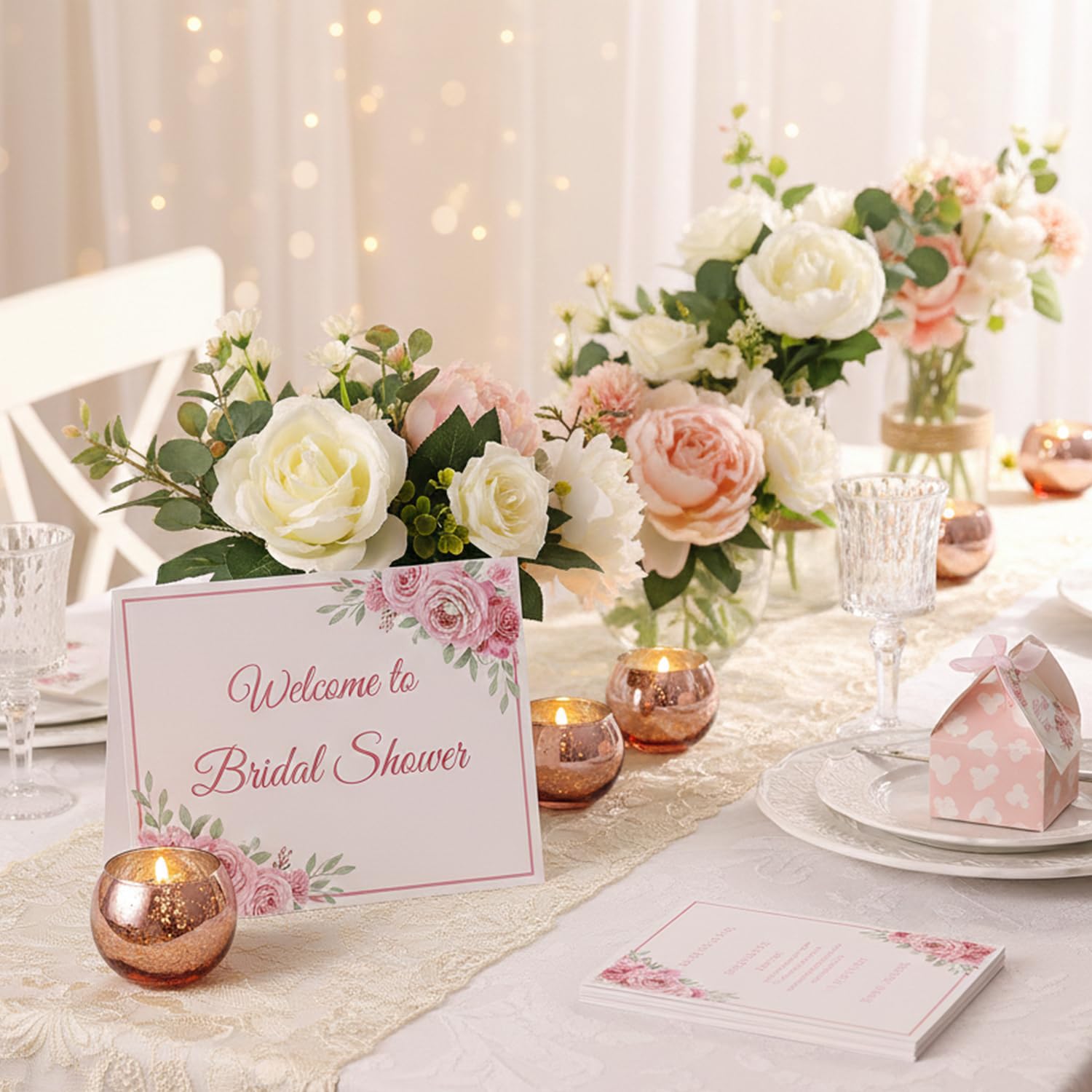LAMORGIFT Set van 12 votiefkandelaars van kwikglas, voor thuis, decoratie, bruiloft, feest, roségoud