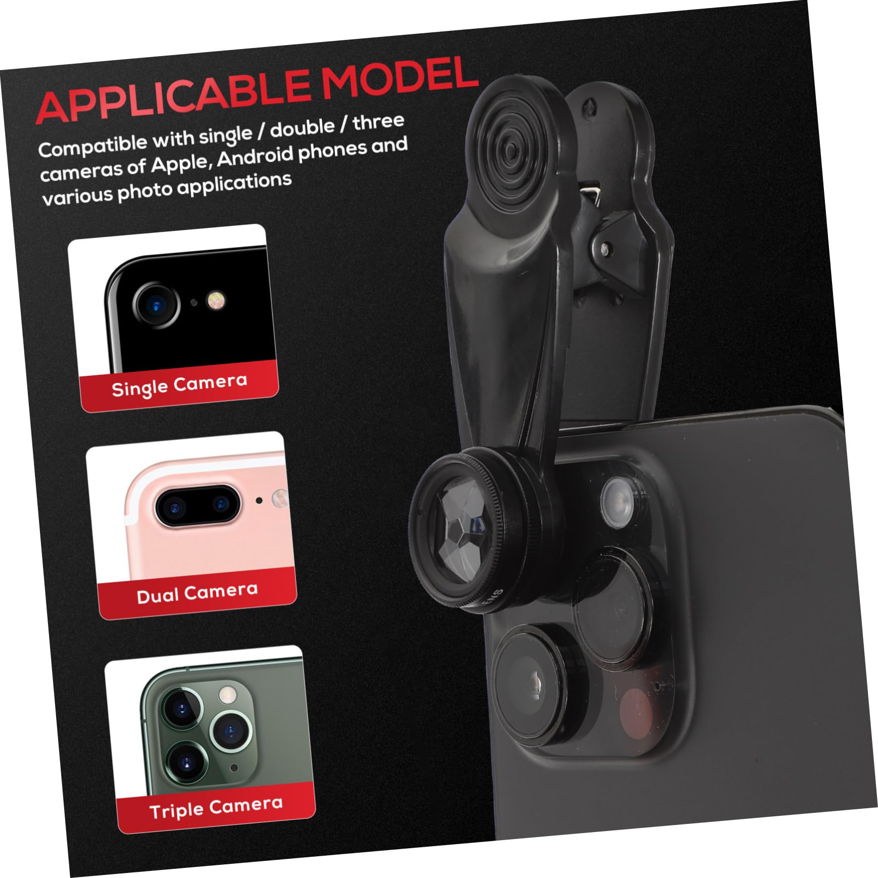 WOONEKY Obiettivo Per Fotocamera Del Telefono Kit Obiettivo Grandangolare Fisheye Adatto Per Uso Professionale e Personale Nero