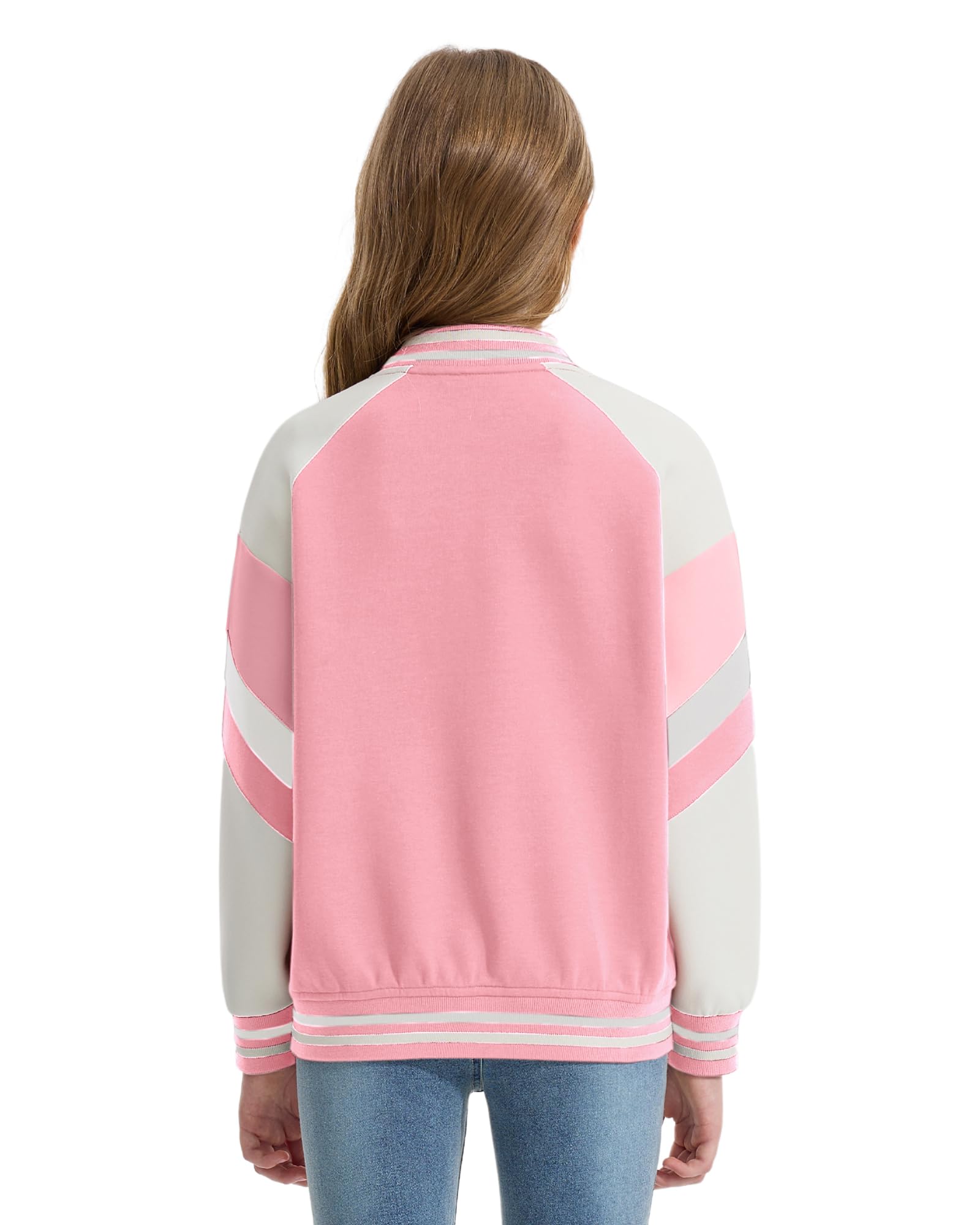Rolanko Mädchen Baseball Jacke Jungen im Varsity-Stil, Sweatjacke mit Taschen für die Schule, Bomber mantel für Kinder