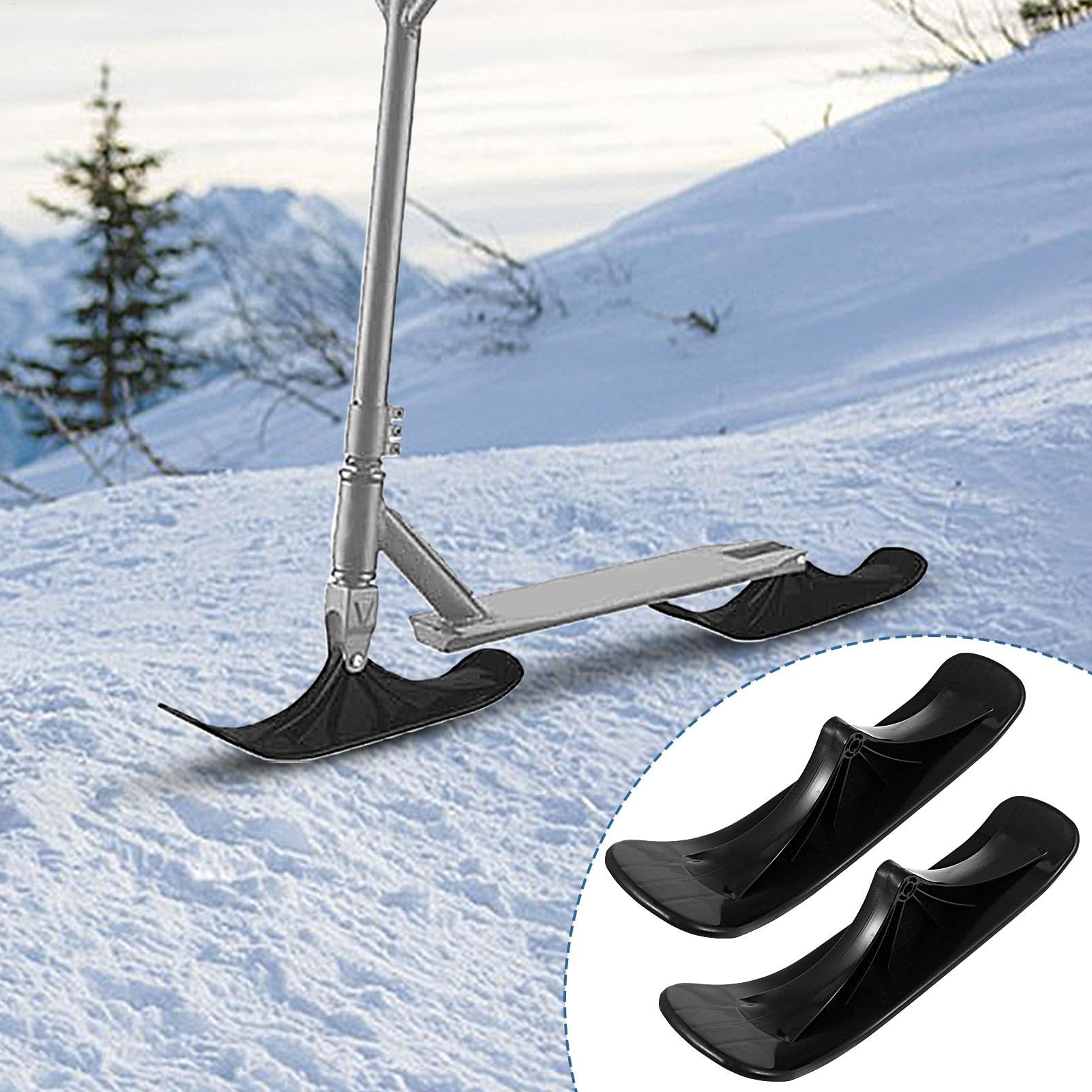 2X Monopattino da Sci per Slitta da Neve, per Slitta da Neve per Bicicletta da Esterno Invernale per Bambini e Pattini da Sci, Parti di Ricambio del Kit di Conversione per Scooter da Sabbia