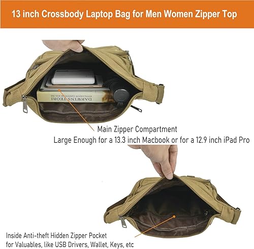 Miniatura 4 de Rfid - Bolsa bandolera con soportes para botellas de agua, bolsa de hombro para laptop de 13 pulgadas, bolso bandolera con cartera integrada