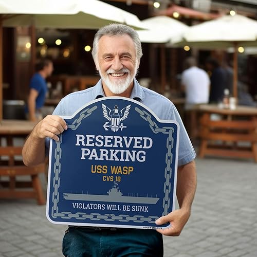 Miniatura 2 de USS WASP CVS 18  Letrero arquitectónico de aluminio de calibre pesado de 18 x 18 pulgadas  Cartel arquitectónico de aluminio de SignMission Designer