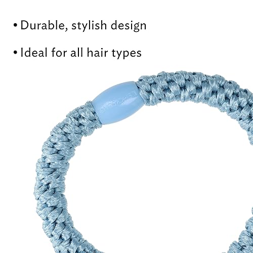 Vista 32 de Lazos dorados para cabello grueso, soportes para cola de caballo Grab & Go, paquete de 8, beige metálico, bandas gruesas sin arrugas con fuerte