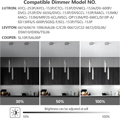 Miniatura 4 de Lámpara colgante de isla de cocina, regulable, LED, cromado, mini iluminación colgante para dormitorio, comedor, sala de estar, cocina, luces
