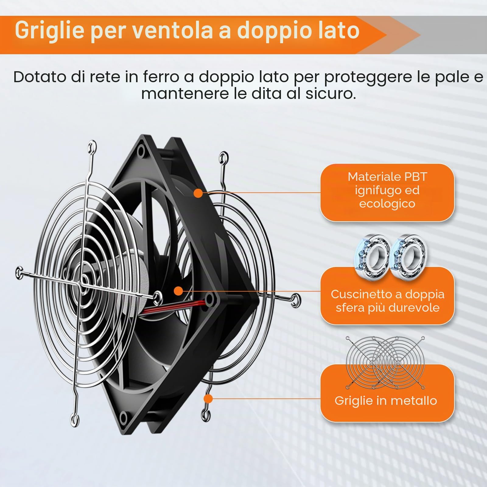 3 ventole per PC da 120 mm, 12 V, velocità del vento regolabile, ventola per PC, ventola AC 220 V-240 V, 2700 giri/min, ventole per PC portatile per router, laptop, TV Box, ventole doppie