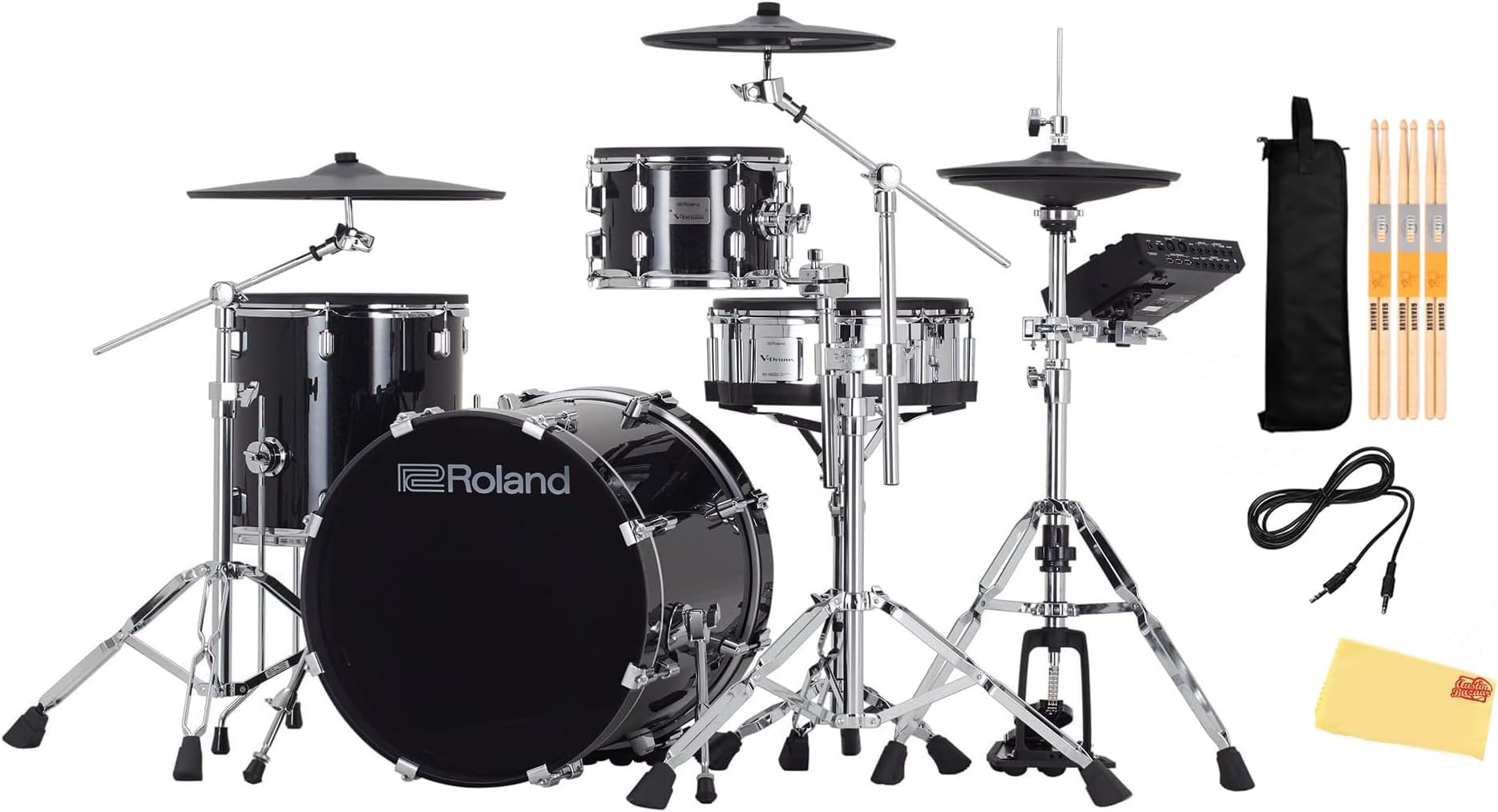 Roland VAD504 V-Drums Acoustic Design Electronic Drum Set Bundle with 3.5mm Audio Cable, Drumstick Bag, 3 Pairs of Drumsticks, and Austin Bazaar Polishing Cloth