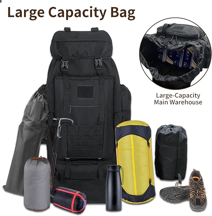Mochila de Senderismo 100L Impermeable con Sistema MOLLE miniatura 6