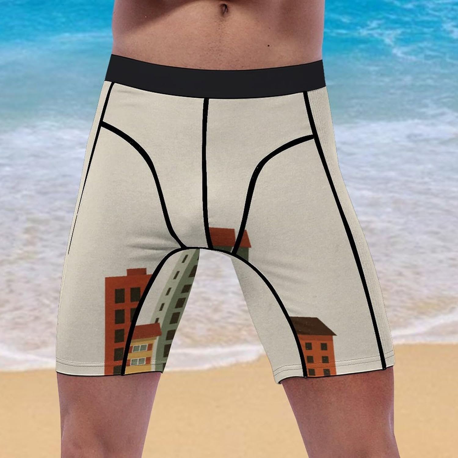 Quaint Urban Scene Soft Breathable Men Athletic Underwear Stretch Quick Dry Sport Boxer Briefs for Daily Workout Gym Wear