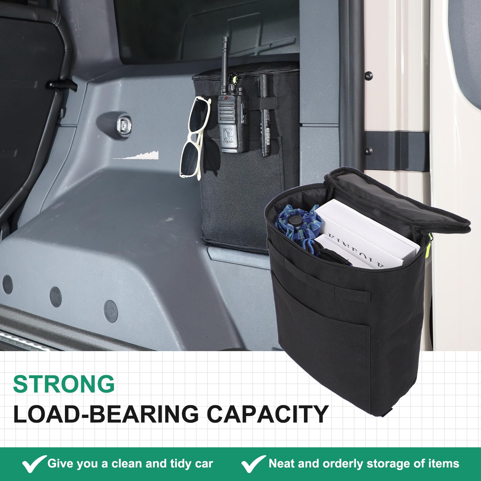 Bolsa organizadora lateral para maletero de coche compatible con Ineos Grenadier 2020-2025, bolsa de almacenamiento de carga trasera de tela Oxford negra para maletero, estuche de