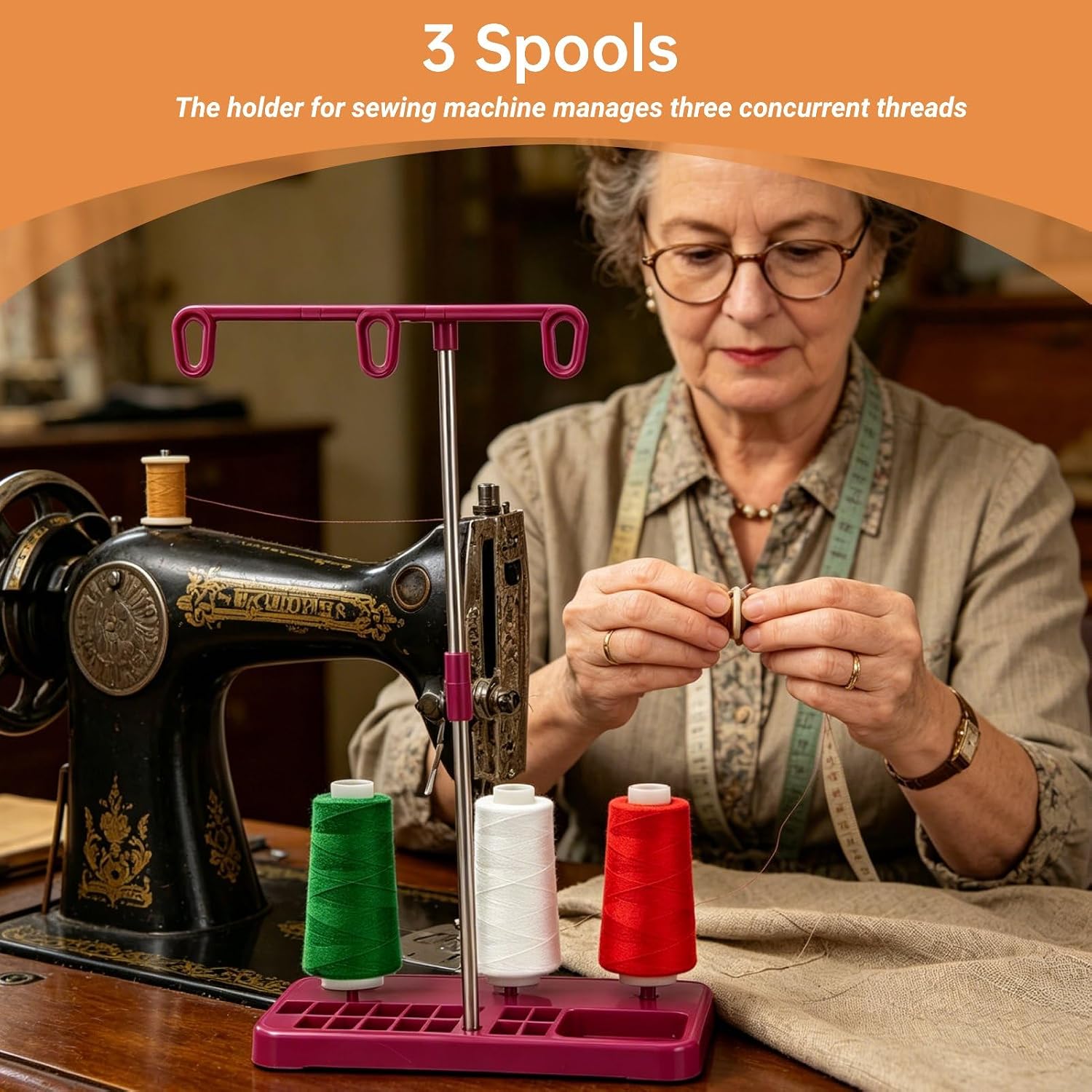 Thread Stand, Adjustable Cone Thread Stand 3 Spools Holder Detachable Spool Holder for Embroidery Sewing Machines