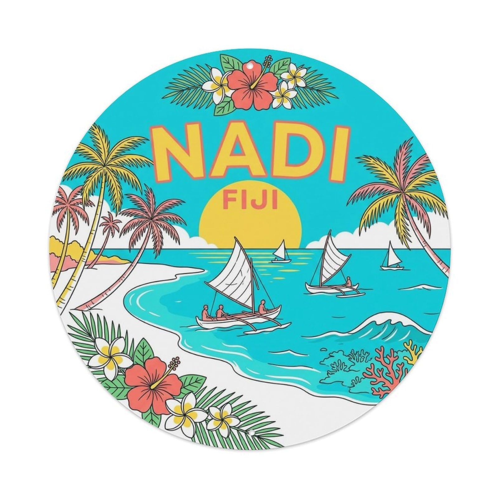 Olyhtr 8X8inch Classic Style Fiji Travel Vintage Nadi Pacific Island Capital Metal Tin Sign