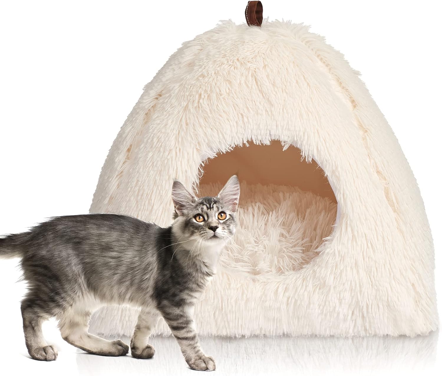 CATISM Katzenbett, waschbar, Katzenschlafplatz für Katzen, Katzenhöhle, Plüsch, Haustier, Katzenkopfkissen, Katzenhaus, Katzenkissen, flauschiges Kätzchen, Welpe, Kuschelbett, Haustierbett, weiß CATISM Katzenbett, waschbar, Katzenschlafplatz für Katzen, Katzenhöhle, Plüsch, Haustier, Katzenkopfkissen, Katzenhaus, Katzenkissen, flauschiges Kätzchen, Welpe, Kuschelbett, Haustierbett, weiß