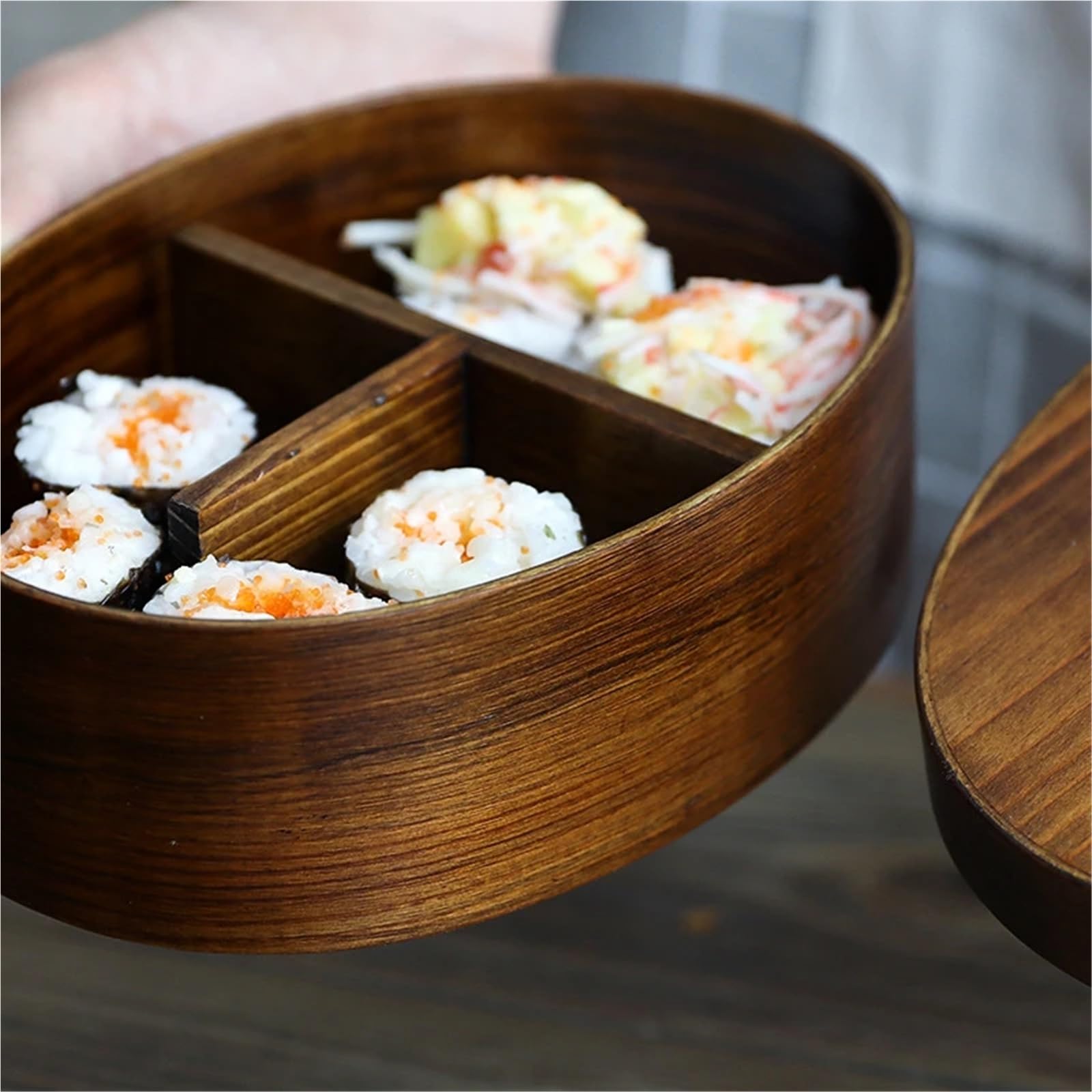Scatola Bento In Legno Scatola for il pranzo in legno Bento Lunchbox Contenitore for alimenti Piccola frutta Sushi Food Box for della scuola for bambini Stoviglie da picnic viaggio