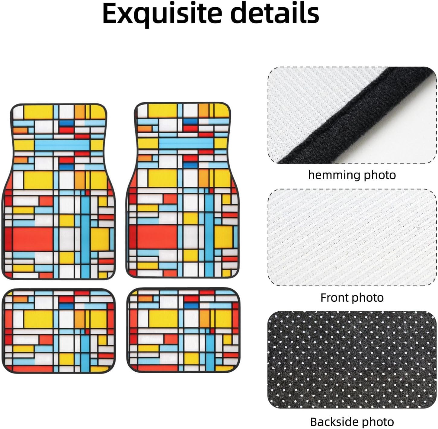 Mismatched boxes Patterned car mats 4-piece set | For cars/SUVs/trucks | Firm fit without displacement