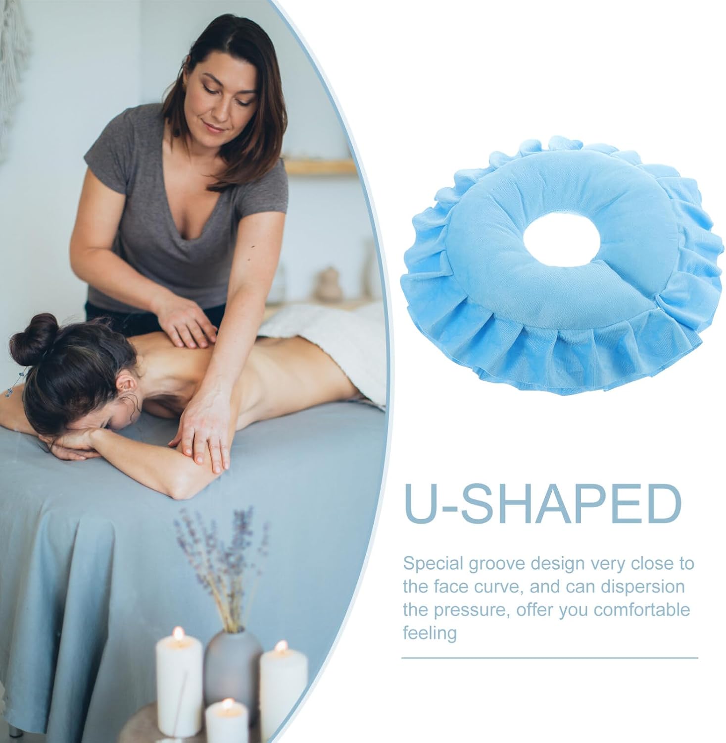 Healeved Shaped Face Massage Pillow for Spa Beauty Salon Home Use Comfortable Cervical Rest Easy to Clean for Neck Back Relaxation for Massage Therapy Skin Care