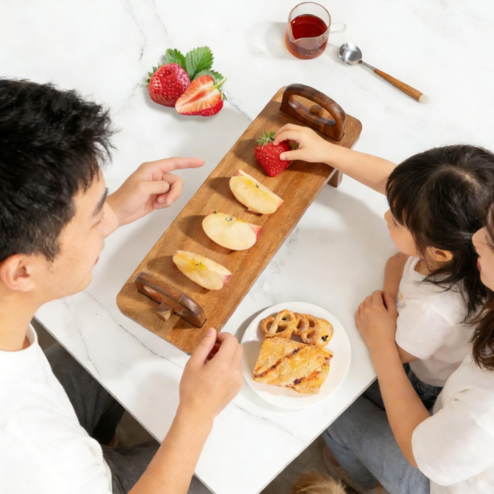 Vassoio da portata in legno di acacia rustico, versatile alzata per cupcake e alzata alta per torte, per feste, matrimoni, buffet, catering e Thanng, ideale per formaggi e insalate