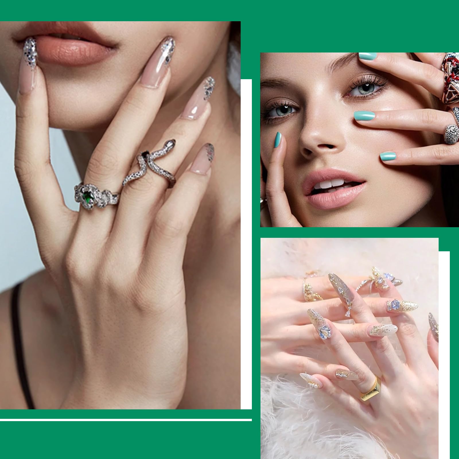 Kolinsky - Juego de 6 pinceles acrílicos para uñas, diseño artístico y pulido de errores, herramientas de manicura para mujer, aplicación acrílica (tamaño 2, 6, 8, 10, 14, 16)