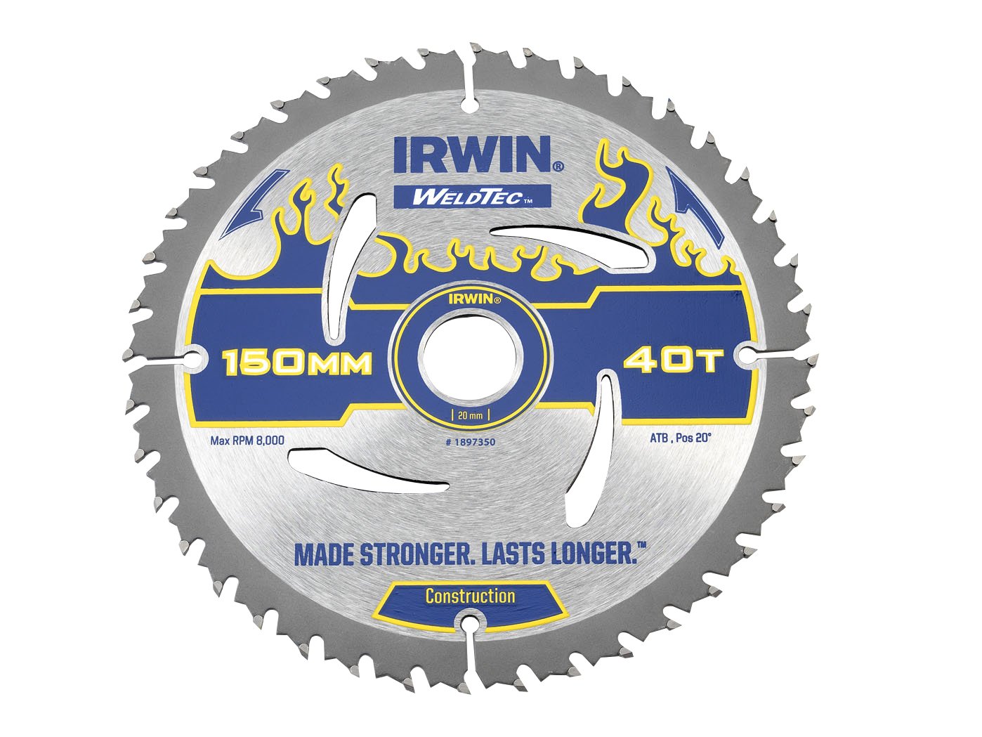 IRWIN IRW1897350 150 x 20 mm 40-zębowe ostrze do piły tarczowej Weldtec z szlifierką do zębów ATB