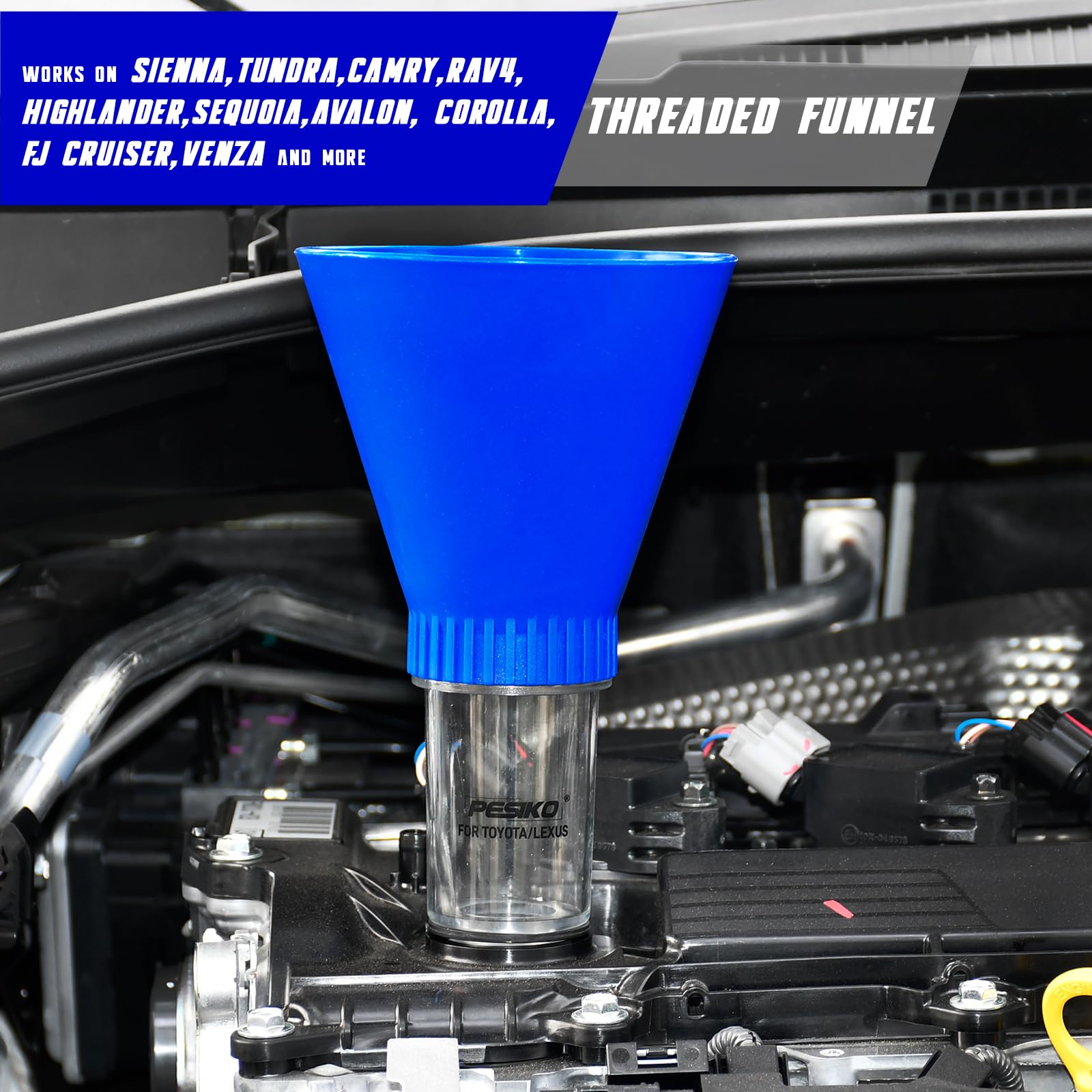 Llave de filtro de aceite de 64 mm, manguera de drenaje y embudo de aceite de motor para Toyota, Lexus y Scion 2.0-5.7L herramienta de extracción de filtro de aceite estilo cartucho de motor