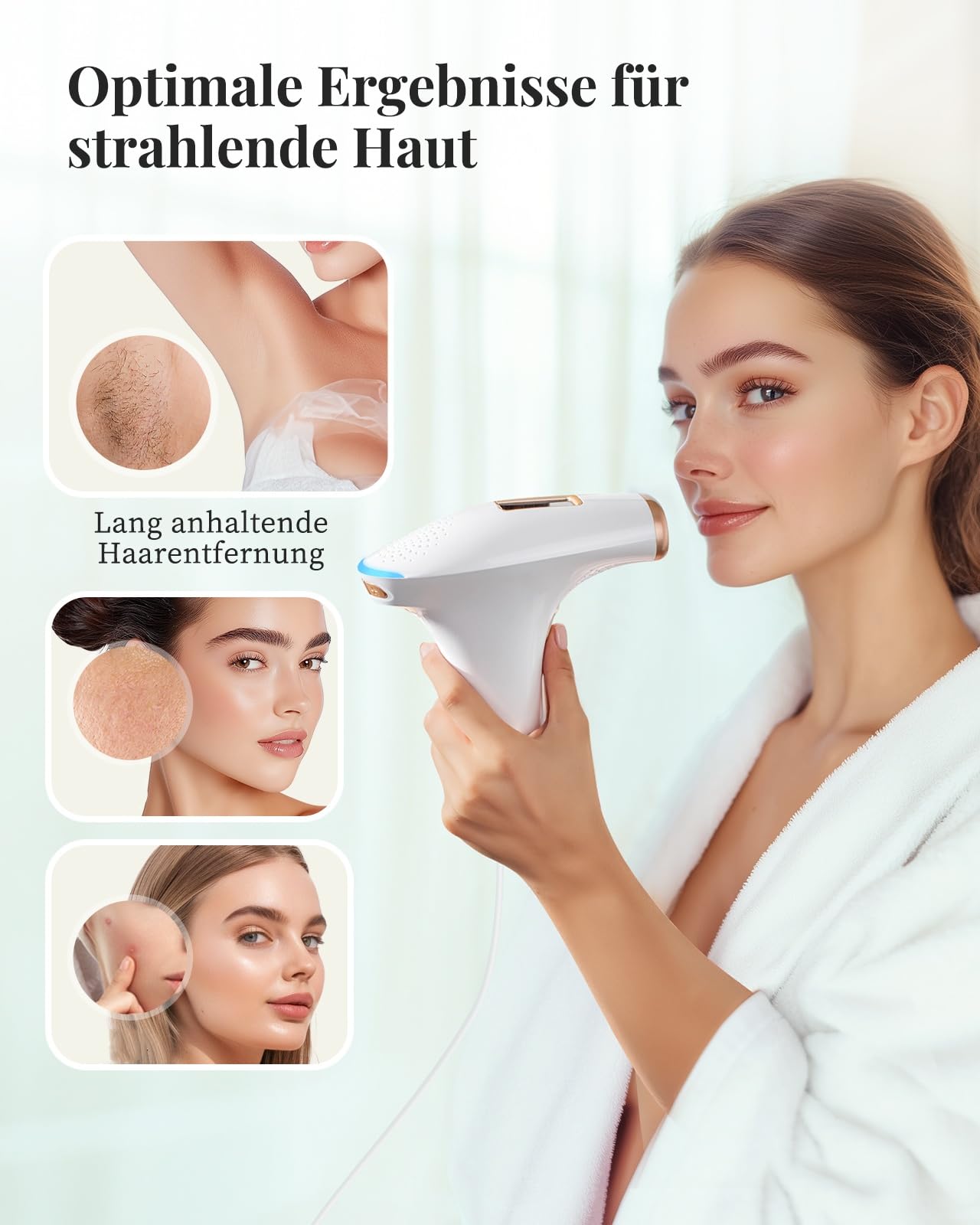 Haarlosy IPL Geräte Haarentfernung Laser 3 Funktionen HR/SC/RA 9 Stufen 999,900 Blitze