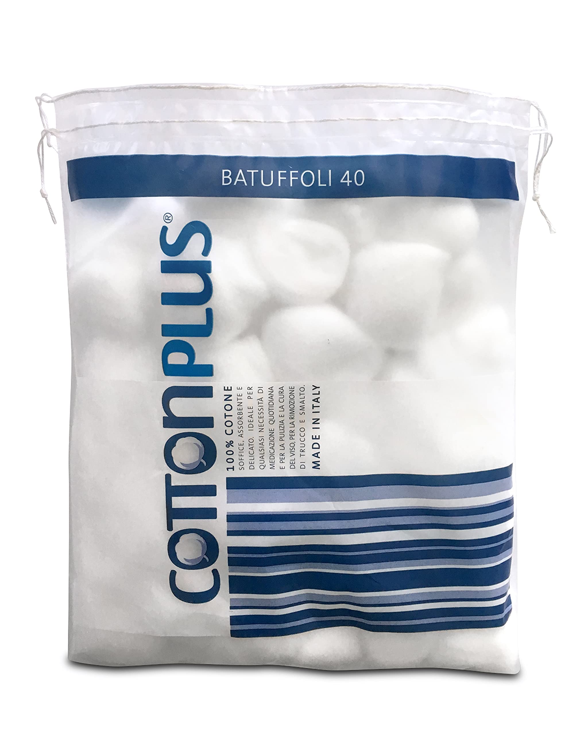 Cotton Plus BATUFFOLI 40 pz. - LINEA MEDICALE | 100% PURO COTONE IDROFILO CARDATO PER USO MEDICALE | Morbido e assorbente.