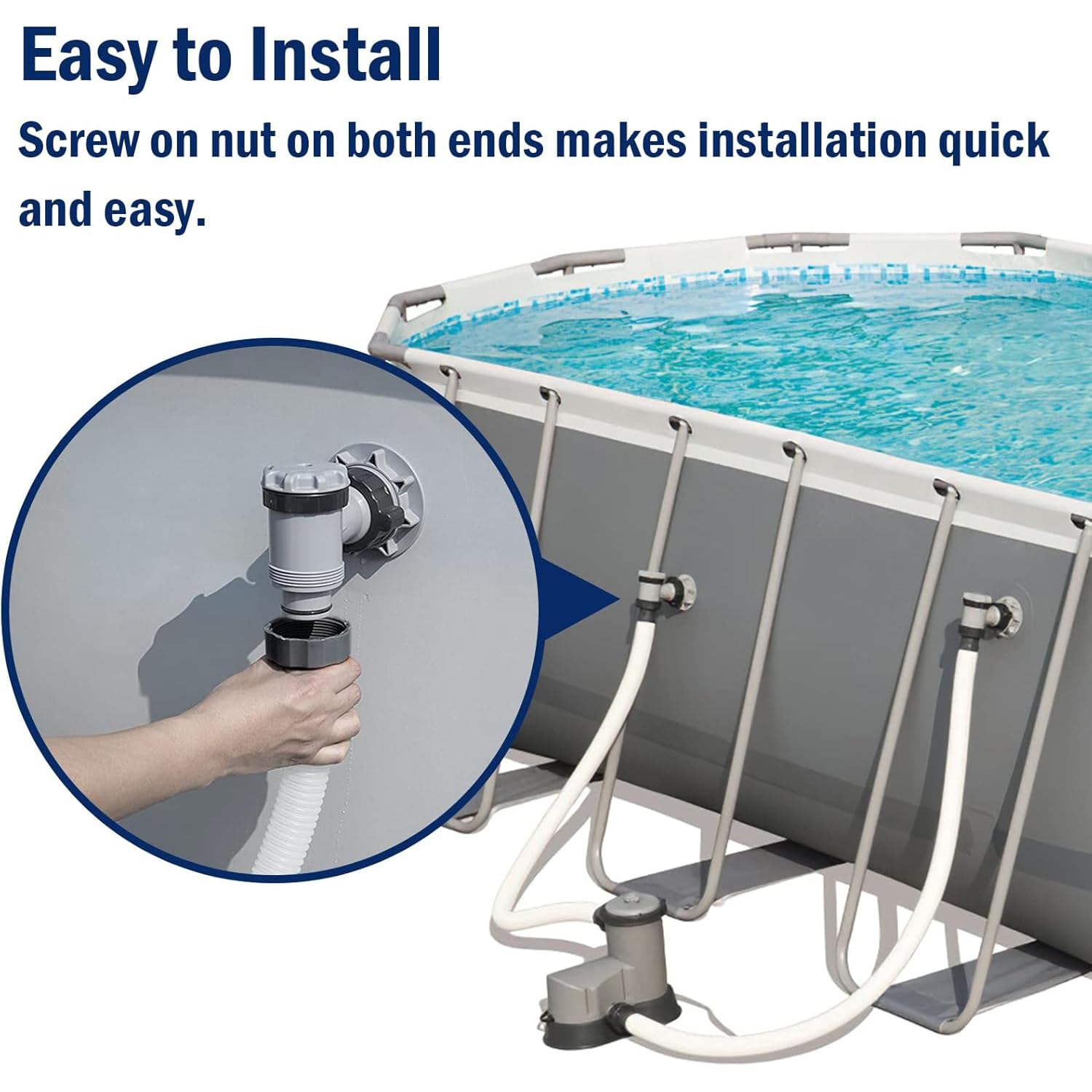 MEISO Tubo per piscina 38 mm, 150 cm, tubo di ricambio per piscina, tubo flessibile per pompa piscina e aspirapolvere, per pompa di filtrazione per Intex