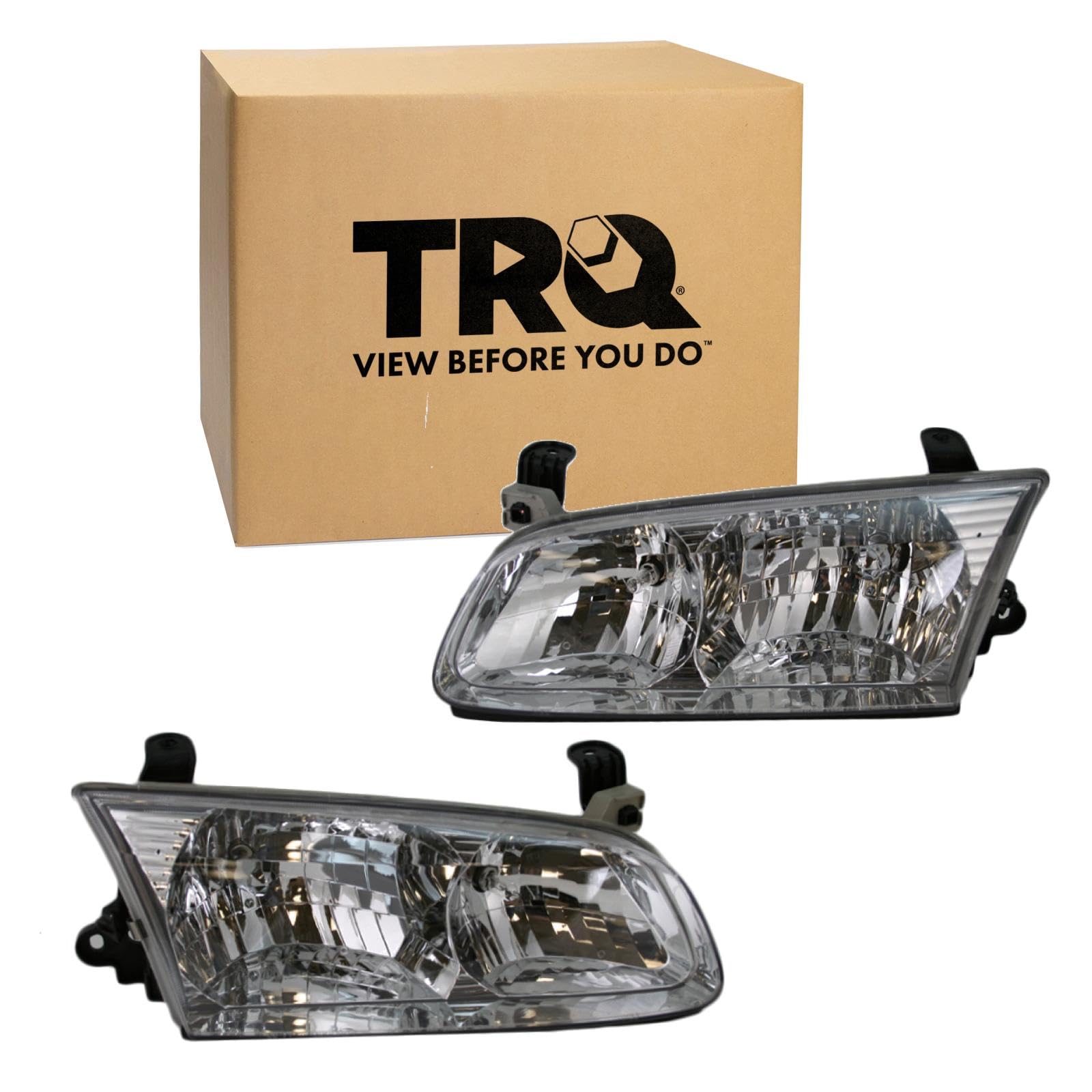 TRQ 2 Piece Headlight Assembly Set Driver &amp; Passenger Side Compatible with 2000-2001 Toyota Camry TO2502130 TO2503130