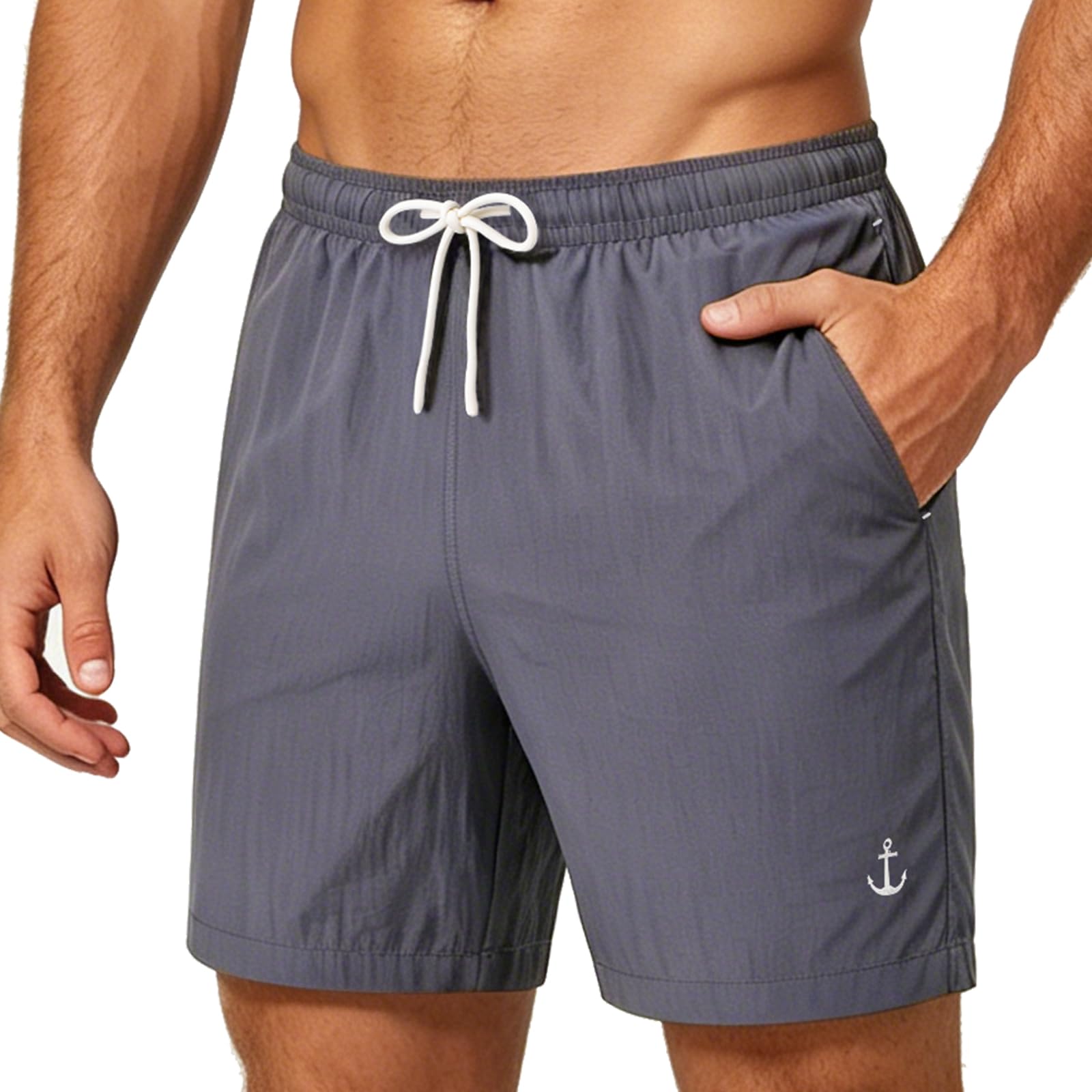 Zoofly Bañador corto de nailon para hombre, cintura elástica, pantalones cortos de baño para hombre, pantalones deportivos con forro de malla — view 8
