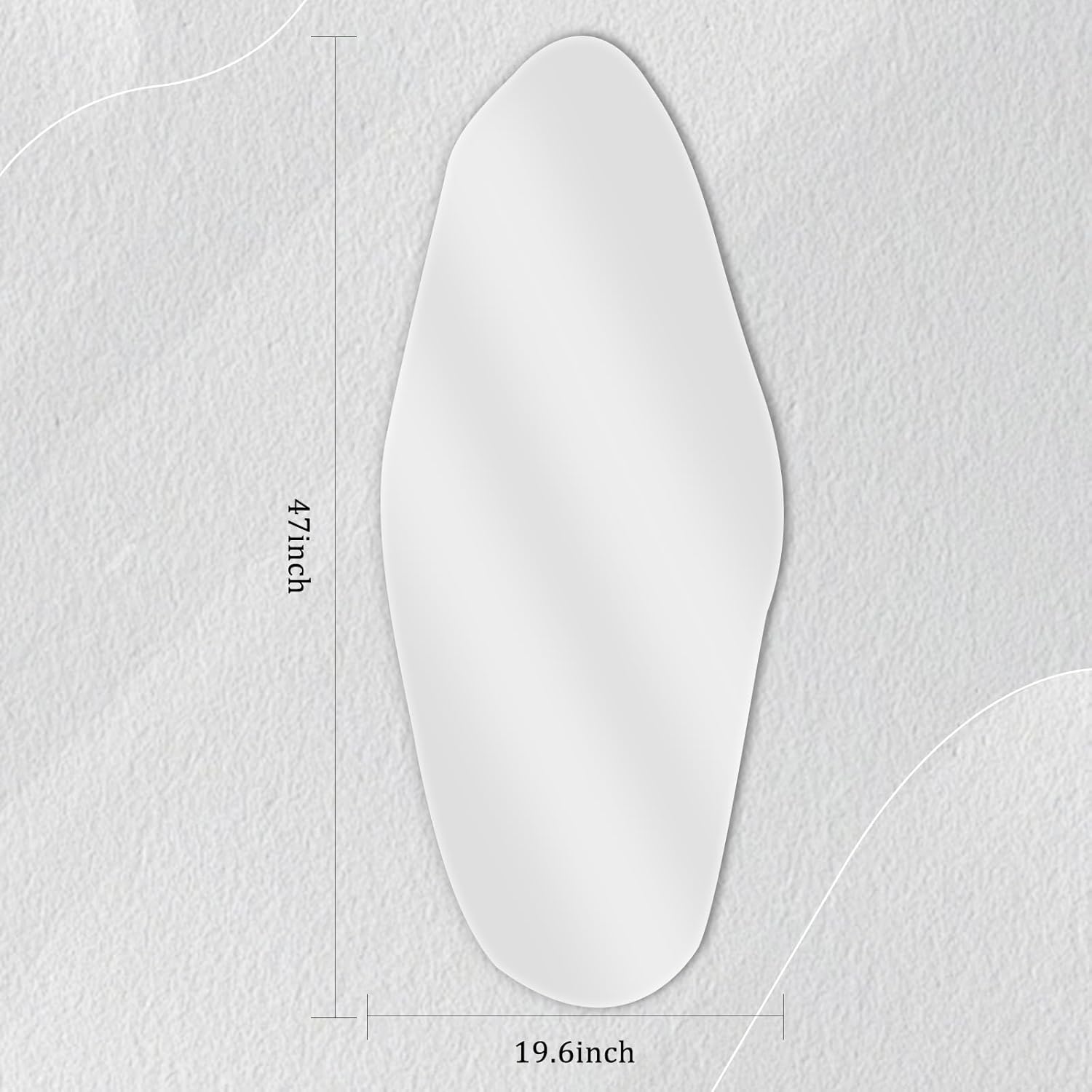Irregular Wall Mirror, 19.6 * 47 Inch Asymmetrical Mirror Decor for Living Room Bedroom Bathroom Entryway