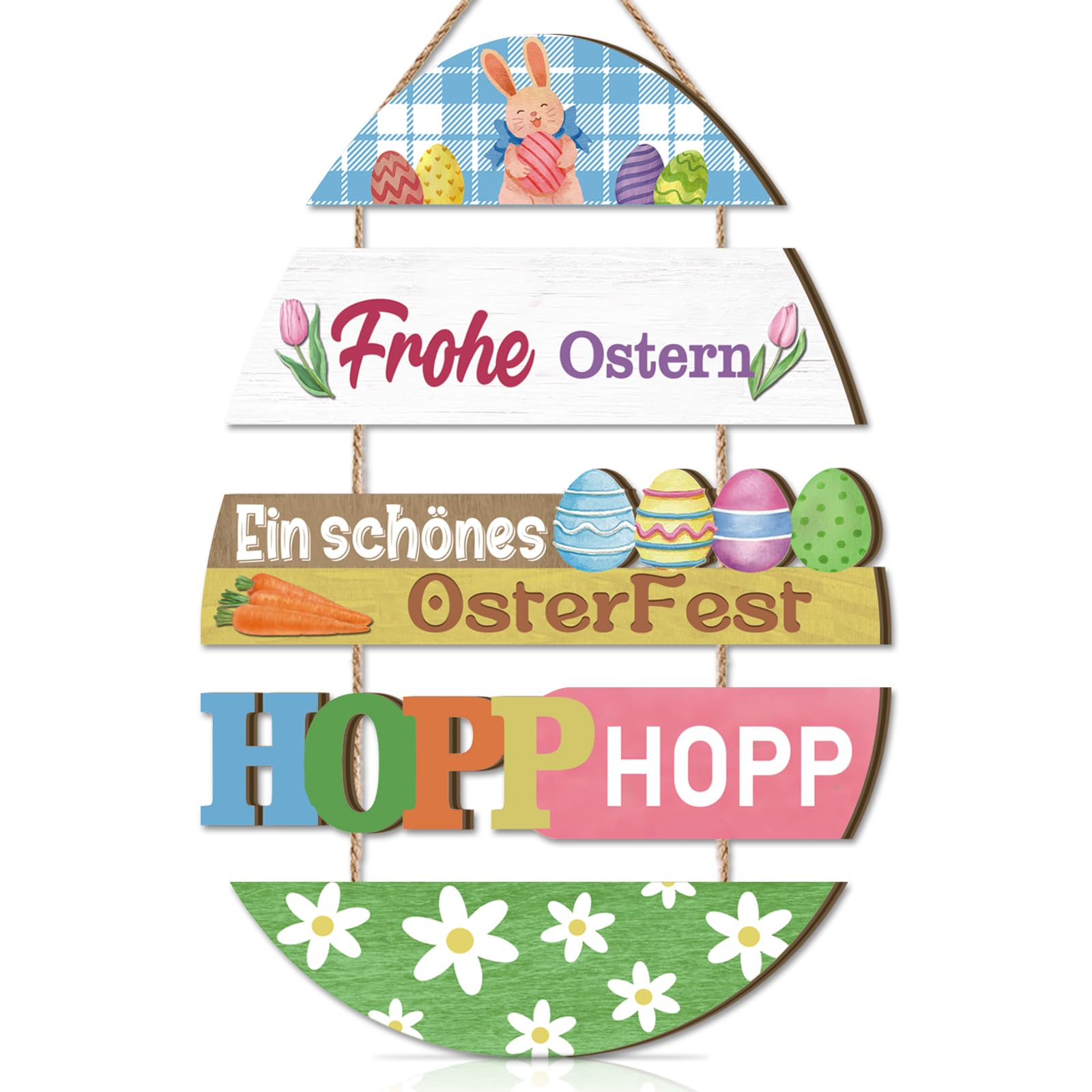 CHDITB Frohe Ostern Ostereier Wanddeko Türschild,Happy Easter Haustür Deko,Willkommen Türkranz Frühling,Ostern Türdeko Haustür,Ostereier Herzlich Willkommen Schild für Haustürdeko Zuhause Garten Außen