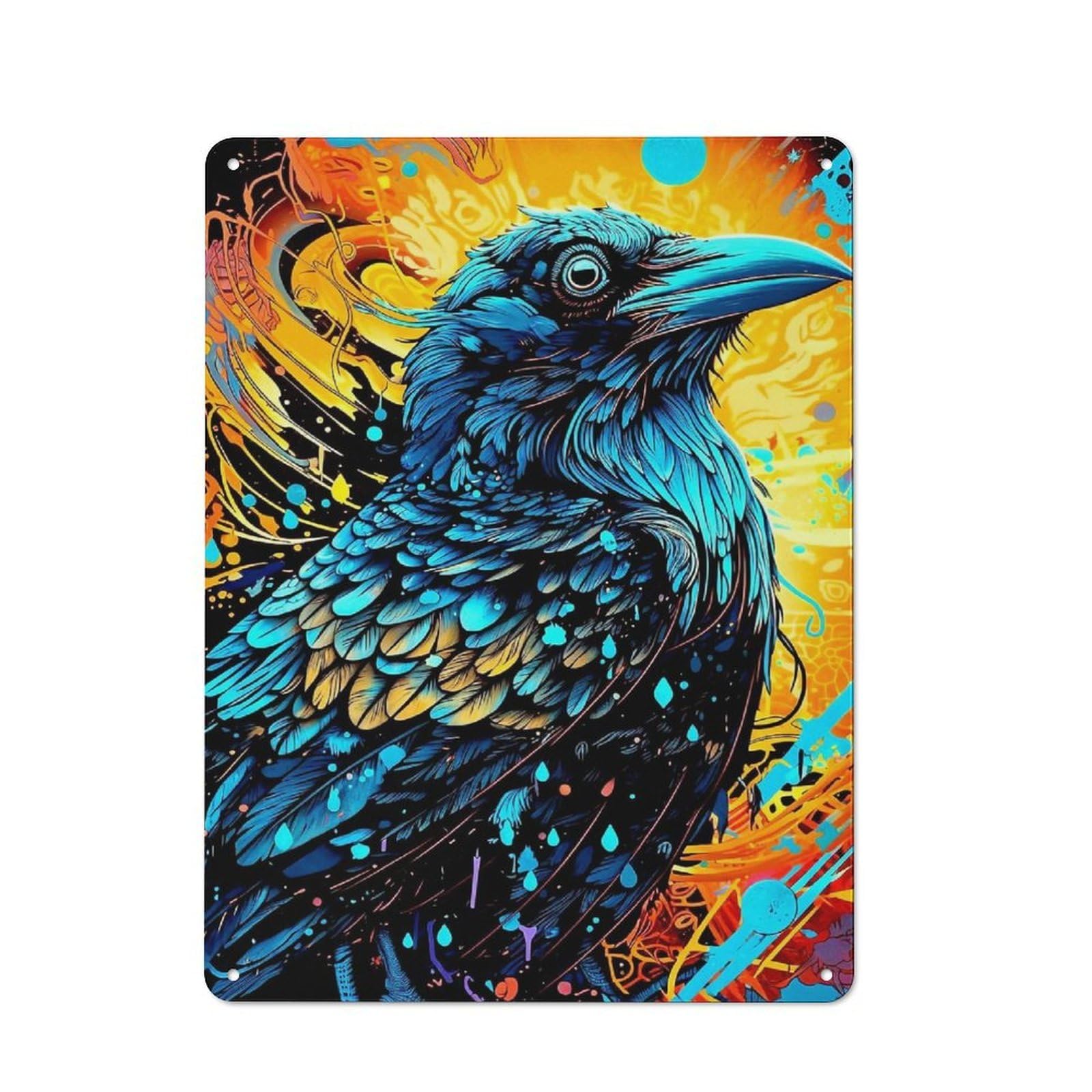 Junmoney Raven Tin Sign 40X30cm For Hallway Wall, Retro Wall Decor, Suited To New Home Decorators