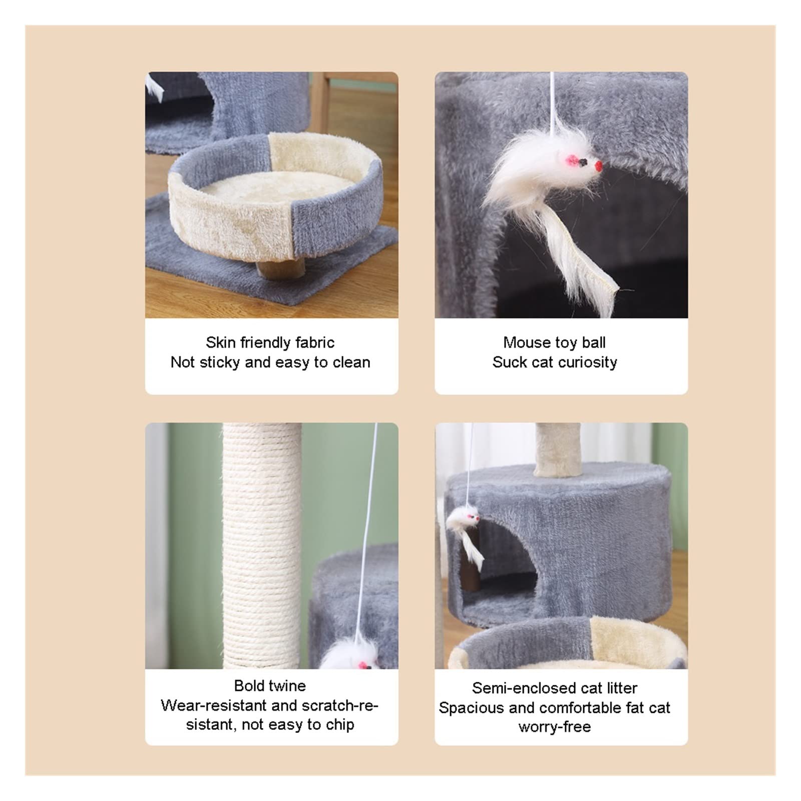 Muebles para Gatos Doble Pelea Gato pequeño Marco de Escalada Plataforma Salto molienda Garra Columna rascador Seta Mascota Juguete Suministros