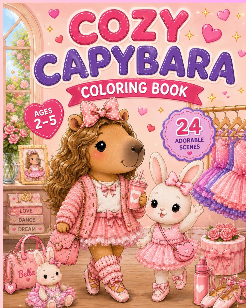 Cozy Capybara Coloring Book: 24 Adorable Scenes of Friendship, Fashion, Fun, and Everyday Adventures for Ages 2–5