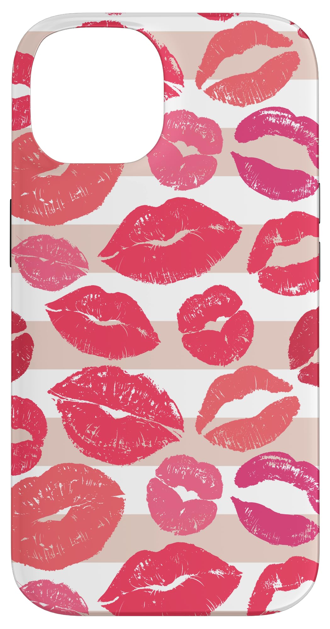 iPhone 14 Cute Pink Lip Print Lipstick Kiss Pattern Case