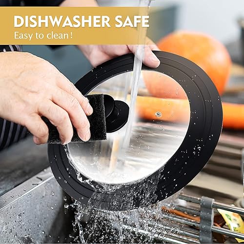 Miniatura 7 de Paquete de 2 tapas universales tapas de silicona para ollas y sartenes, se adapta a utensilios de cocina de 7.5, 8.5, 9.5 y 10, 11 y 12 pulgadas de