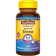 Nature Made Wellblends Back To Sleep, Lower Dose Melatonin 1 mg, L theanine 100 mg and GABA 100mg, Sleep Supplement, 40 Fast Dissolve Tablets